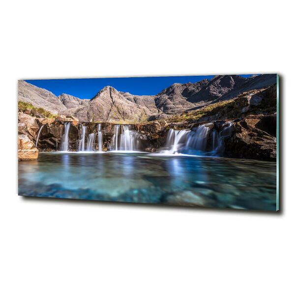 Foto obraz szklany Wodospad w górach