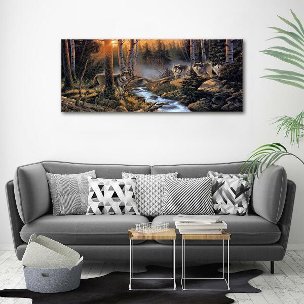 Schilderij op glas Een roedel wolven