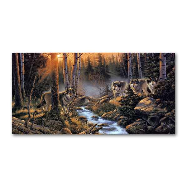 Schilderij op glas Een roedel wolven