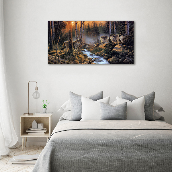 Schilderij op glas Een roedel wolven