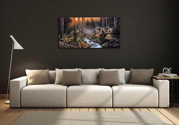 Schilderij op glas Een roedel wolven