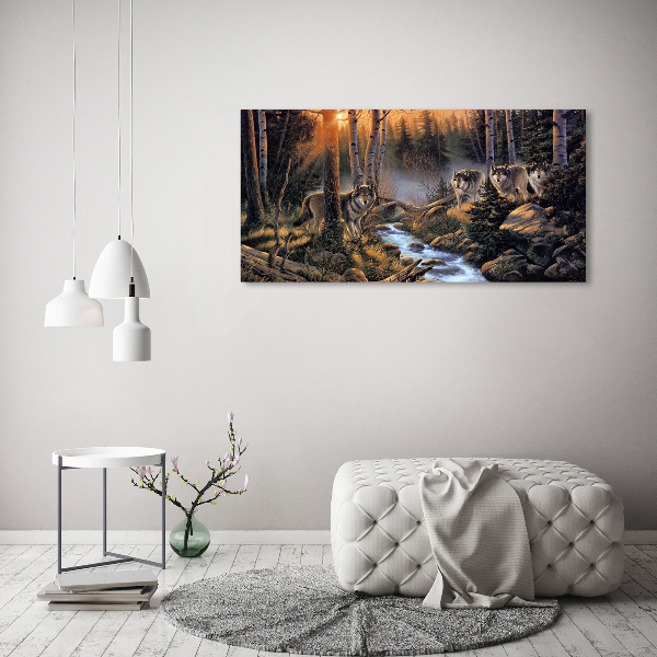 Schilderij op glas Een roedel wolven
