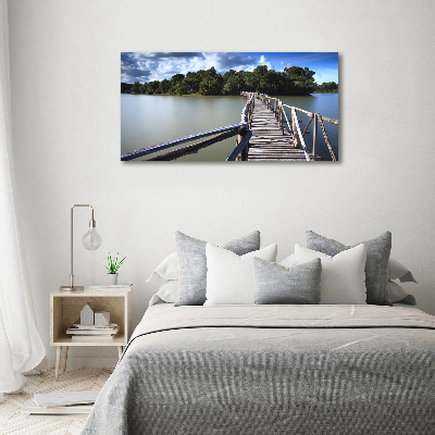 Schilderij op glas Houten brug