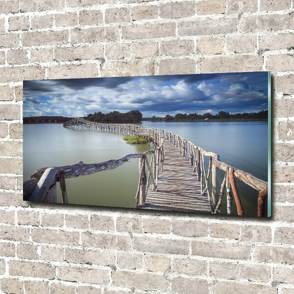 Schilderij glas Houten brug