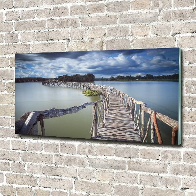 Schilderij glas Houten brug