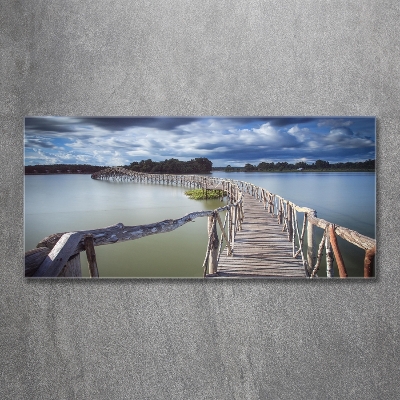 Schilderij glas Houten brug