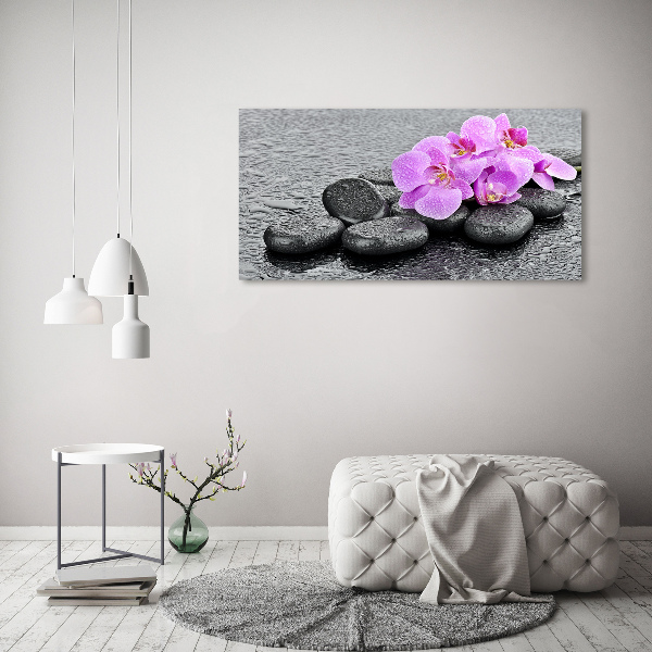 Foto schilderij op glas Orchideeënstenen