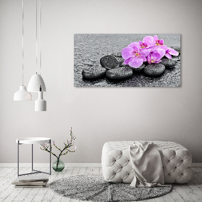 Foto schilderij op glas Orchideeënstenen