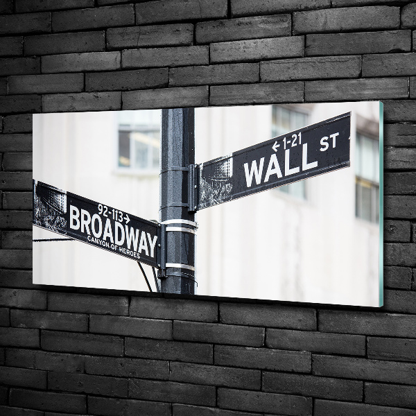 Schilderij op glas Wall Street-bord