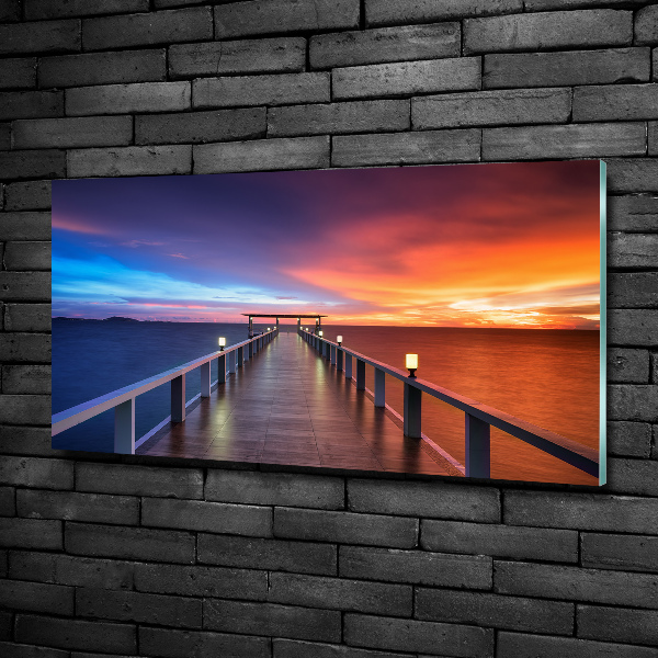 Schilderij op glas Houten brug