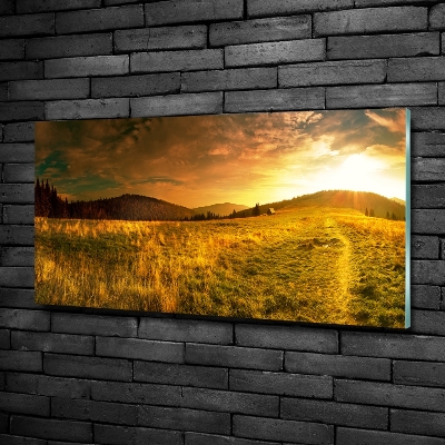 Schilderij glas Panorama van het Tatragebergte