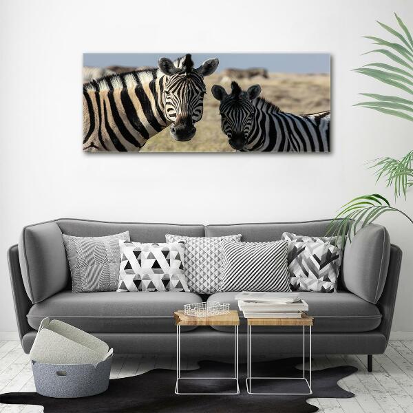 Glazen schilderij Twee zebra's