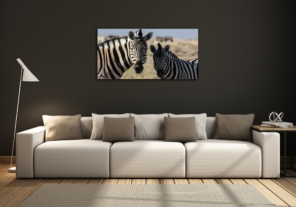 Glazen schilderij Twee zebra's