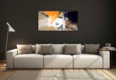 Schilderij glas Portret van een vrouw