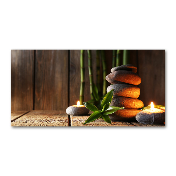 Schilderij glas Bamboe zenstenen