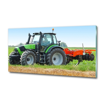 Glazen schilderij Tractor op het veld