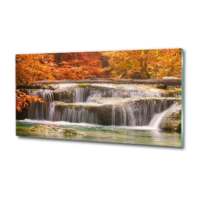 Foto schilderij op glas Waterval in de herfst