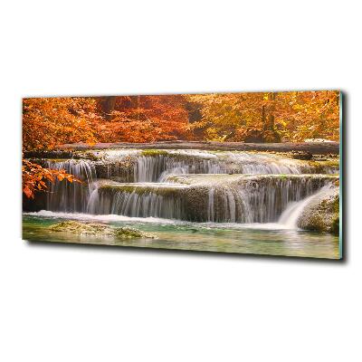Foto schilderij op glas Waterval in de herfst