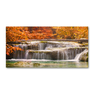 Foto schilderij op glas Waterval in de herfst