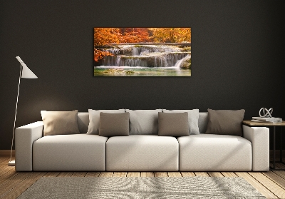 Foto schilderij op glas Waterval in de herfst