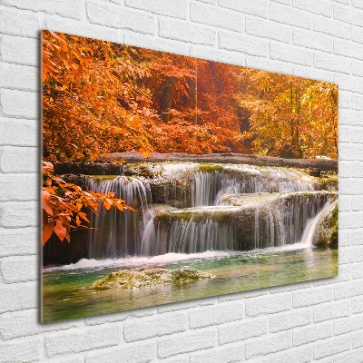 Foto schilderij op glas Waterval in de herfst