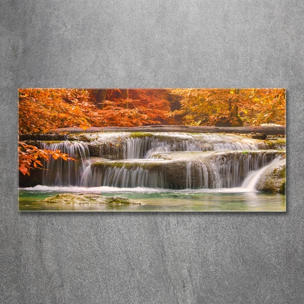 Foto schilderij op glas Waterval in de herfst
