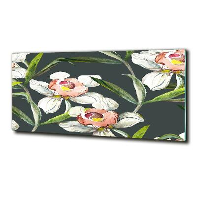 Schilderij glas Bloemenpatroon