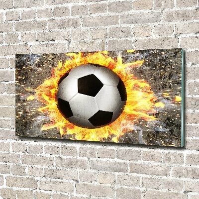Schilderij glas Brandende voetbalzaag