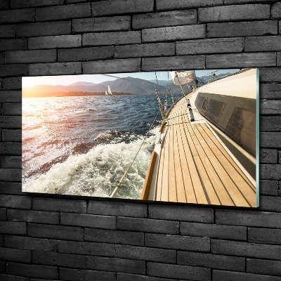 Glazen schilderij Een zeilboot op zee