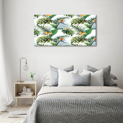 Schilderij glas Tropische bloemen