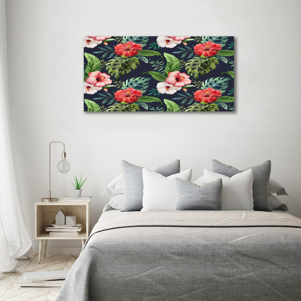 Glazen schilderij Tropische bloemen