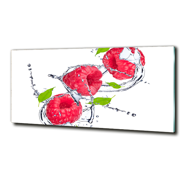 Glazen schilderij Framboos en water