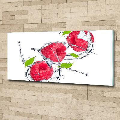 Glazen schilderij Framboos en water