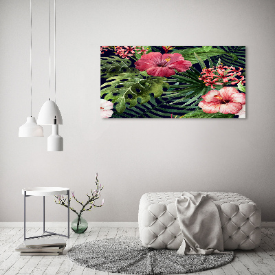 Glazen schilderij Tropische bloemen