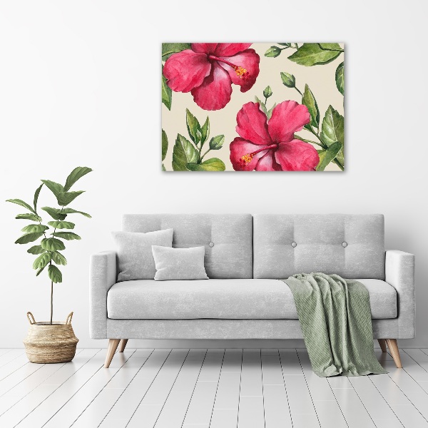 Schilderij op glas Roze hibiscus