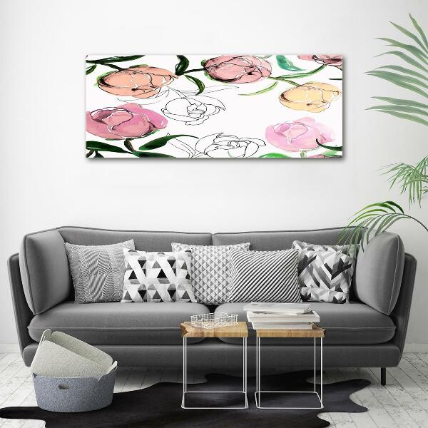 Schilderij glas Pioenrozenknoppen