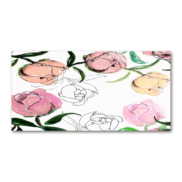 Schilderij glas Pioenrozenknoppen