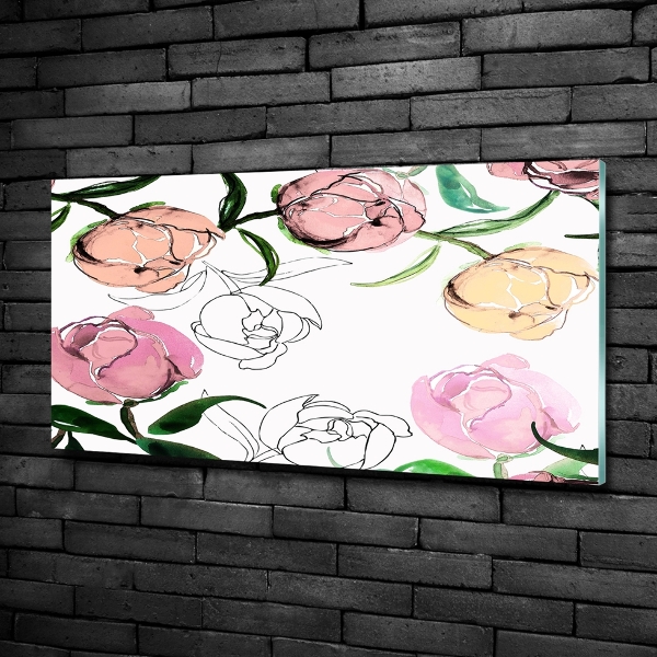 Schilderij glas Pioenrozenknoppen