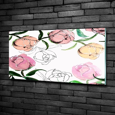 Schilderij glas Pioenrozenknoppen