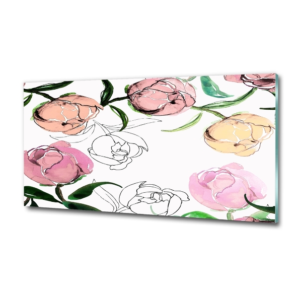 Schilderij glas Pioenrozenknoppen