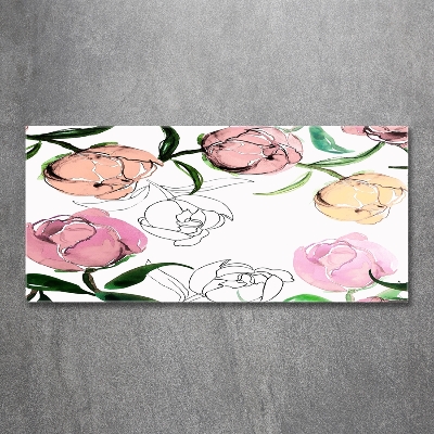 Schilderij glas Pioenrozenknoppen