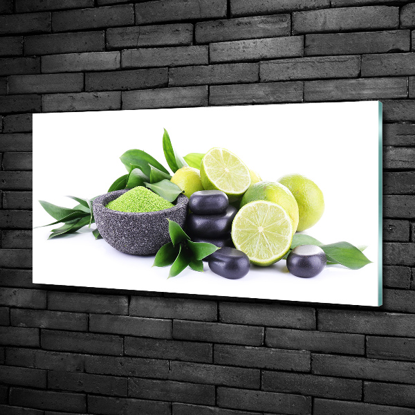 Foto obraz szklany Limonki i kamienie