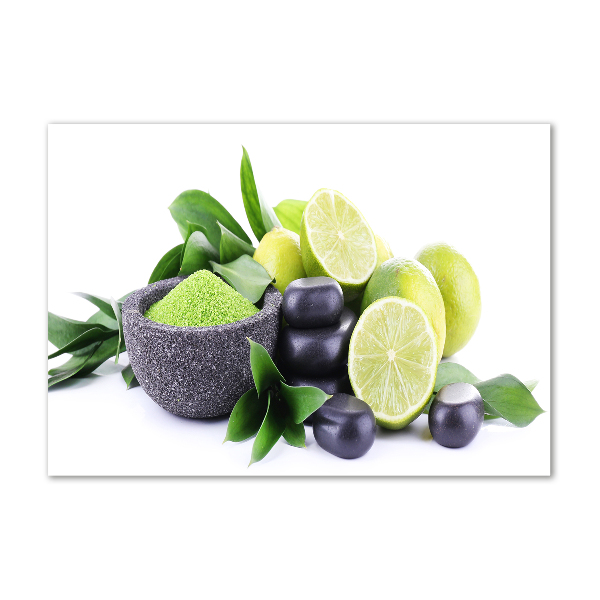 Foto obraz szklany Limonki i kamienie