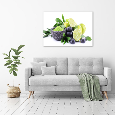 Foto obraz szklany Limonki i kamienie