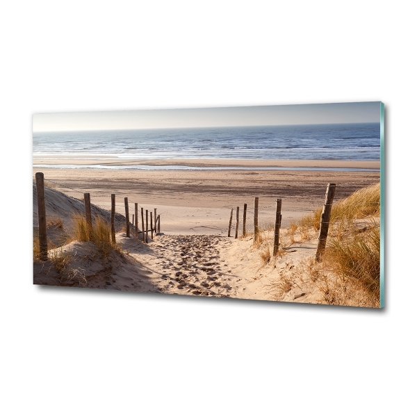 Schilderij glas duinen aan zee