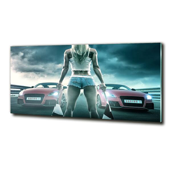 Foto schilderij op glas De start van de race