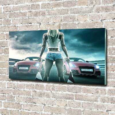 Foto schilderij op glas De start van de race