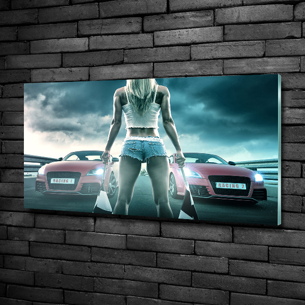 Foto schilderij op glas De start van de race