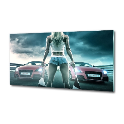 Foto schilderij op glas De start van de race