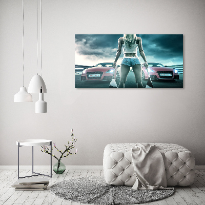 Foto schilderij op glas De start van de race